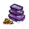 Borosilicate BPA Free Rectangle Custom Lunch Box Glass Food Storage Container Set