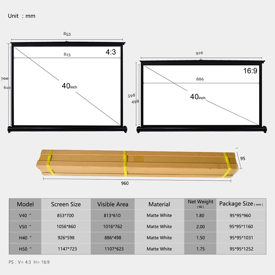 40 Inch Portable HD Projector Screen-00