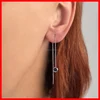 925 sterling silver single black cubic zirconia ear pin chain earring