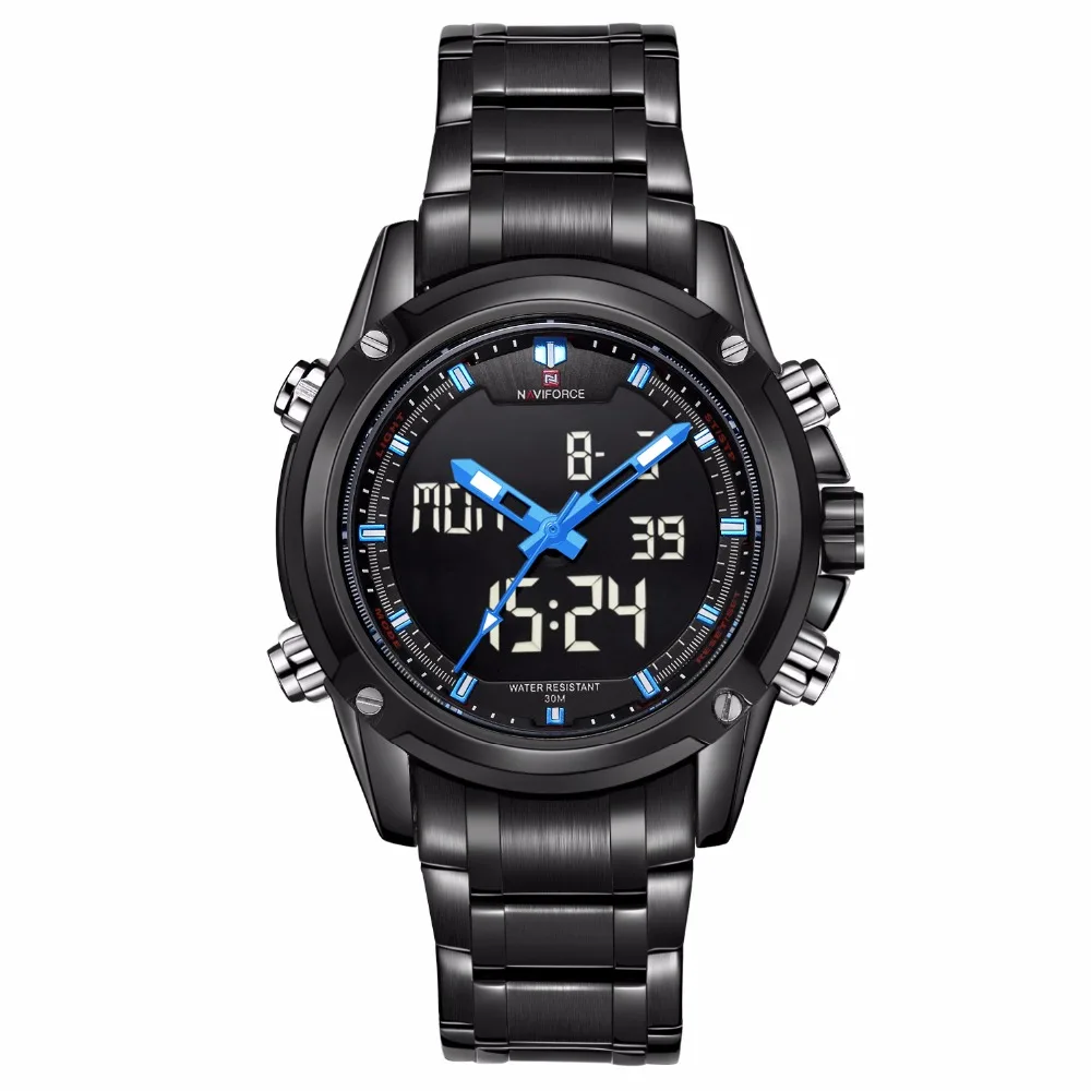 

NAVIFORCE Wristwatch 2018 Quartz Men Watches Top Brand Luxury Famous Man Wrist Watch 9050, Black;silver