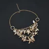 Fashion Gold Starfish Seashell Shining Pearls Necklace For Party