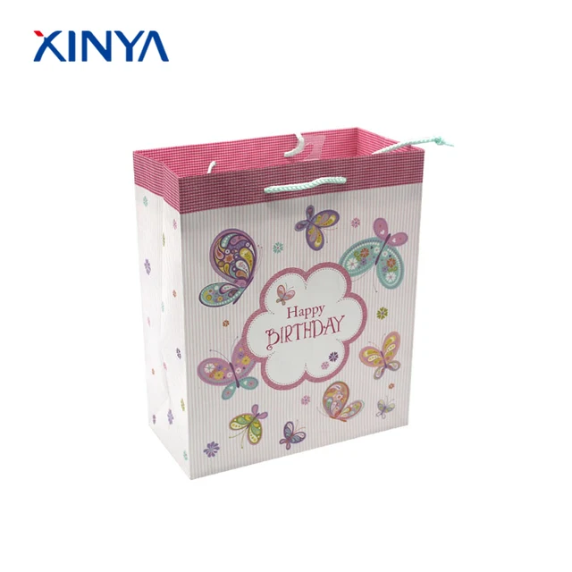 decorative birthday gift chocolate packing coated paper bags for