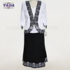Elegant 3 pcs embroidery wholesale white and long sleeves latest design suit black church ladies skirt suits