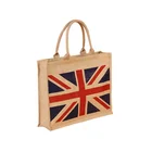 Wholesale Portable Natural Maroon Gunny Tote Promotional Shopping Jute Bags
