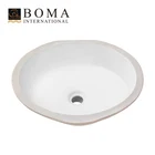 17"x14" Modern White Oval Bathroom Ceramic Wash Basin Sink