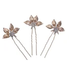 Luxury Handmade Gold Leaf Bridal Hair Accessories Jewelry Hairband Wedding Crystal Star Women Hair Pins