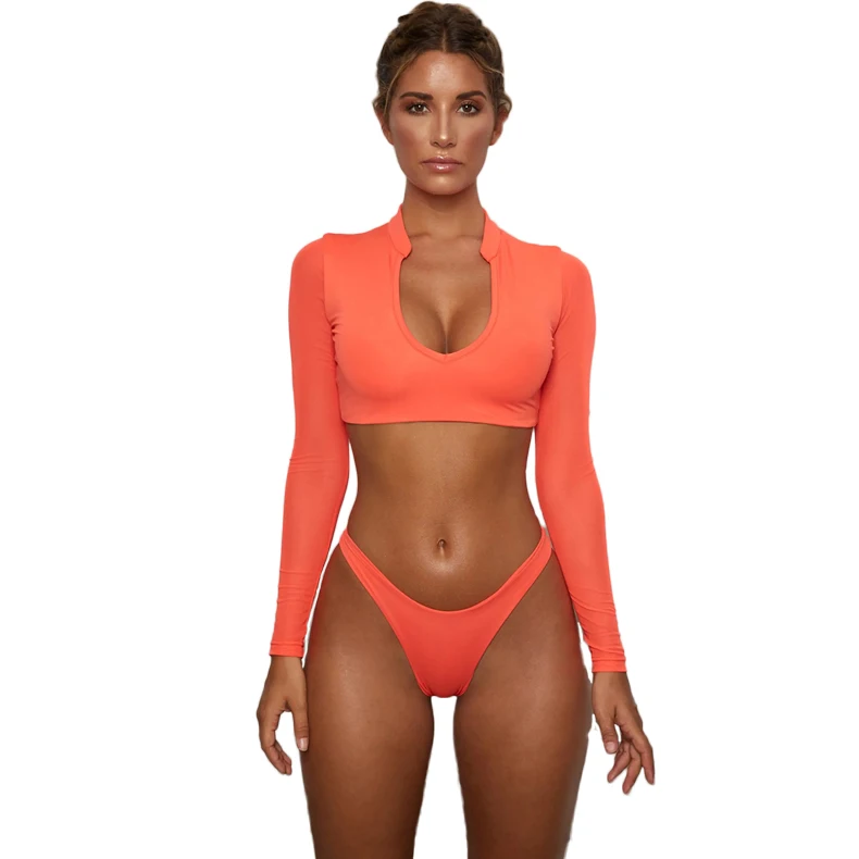 Orange White Long Sleeve Mesh Patchwork T Style Bikini Sets Swimsuits Women Swimwear Two Pieces Ladies Bathing Suits Wholesale
Orange White Long Sleeve Mesh Patchwork T Style Bikini Sets Swimsuits Women Swimwear Two Pieces Ladies Bathing Suits Wholesale