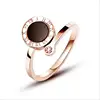 Roman numeral shell open band drill stainless steel women's adjustable ring.