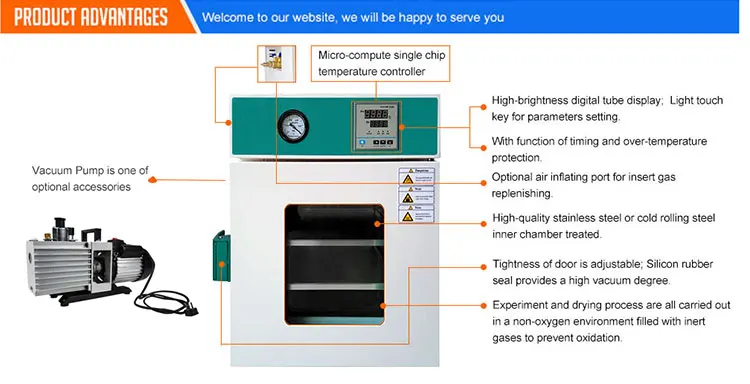 Large high precision ai vacuum drying oven equipment with pump for sale