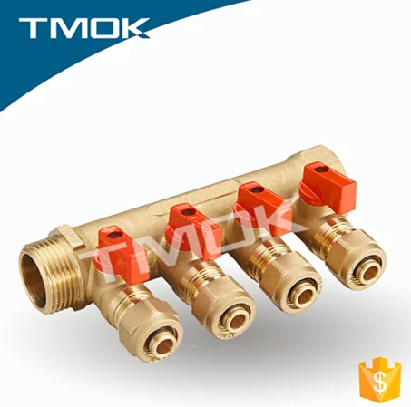 3/4 inch Brass Ball Valve Manifolds With 4 Way Male Outlets