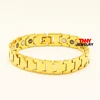 8 inch 1.2cm Wide Men's Fashion Jewelry Tungsten Steel Gold Plated Magnetic Therapy Chain Bracelet Health Wristband Bangle
