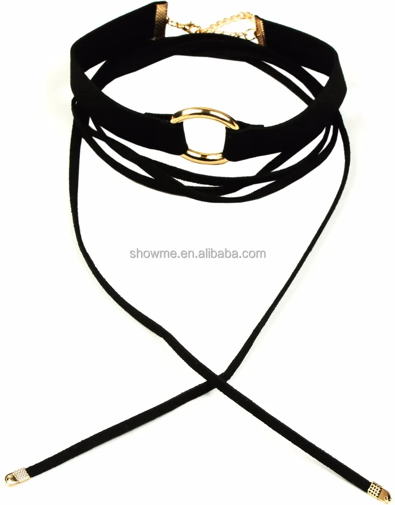 top 2017 cheap indian jewelry accessories black leather choker necklace in set leather choker