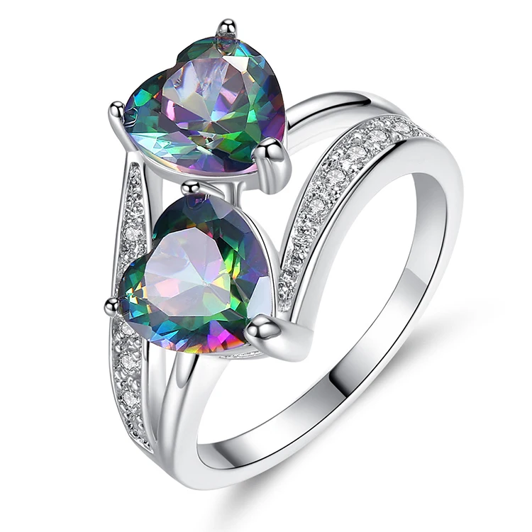 New Fashion AAA+ Cubic Zircon Double Heart Shape Rings For Woman Bijoux Silver Color Wedding Ring Jewelry Gift (KRG015), As the picture
New Fashion AAA+ Cubic Zircon Double Heart Shape Rings For Woman Bijoux Silver Color Wedding Ring Jewelry Gift (KRG015), As the picture