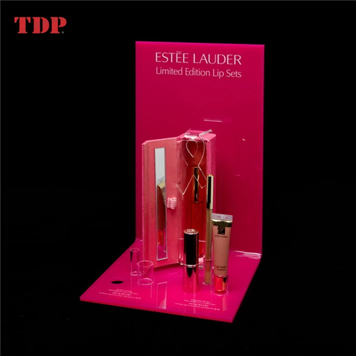 Wholesale Custom Red Lipstick and Eyeshadow Acrylic Cosmetic Display Stand