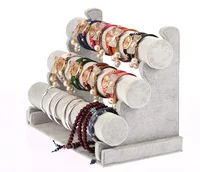 

Wholesale Popular Suede Gray Color Table Show Three-T Bar Jewelry Bracelets Watch Holder Display