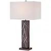 Hand Painted white oblique Pattern wood standing big desk table lamp with USB on base for Superior hotel