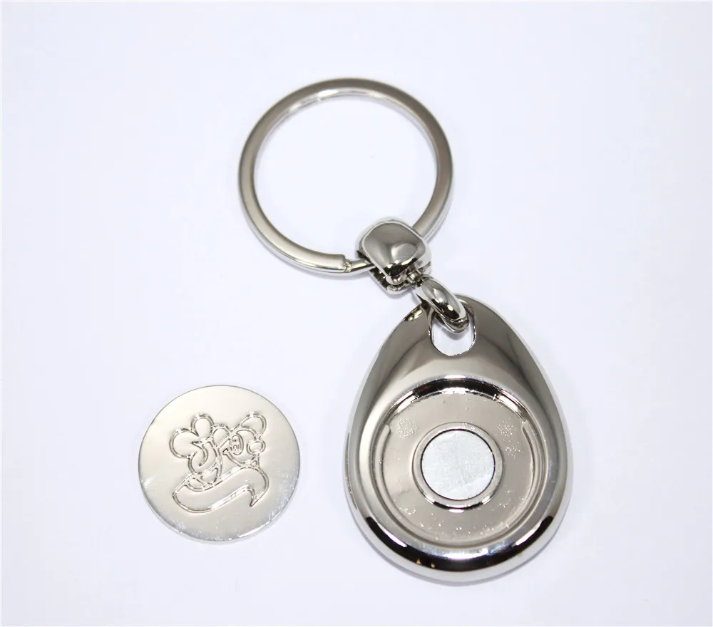 metal shopping trolley coin keyring with magnet