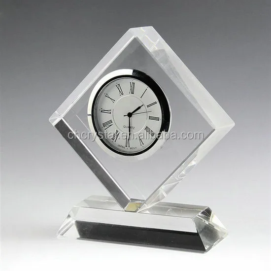 square shape personalized wedding favor desk crystal clock