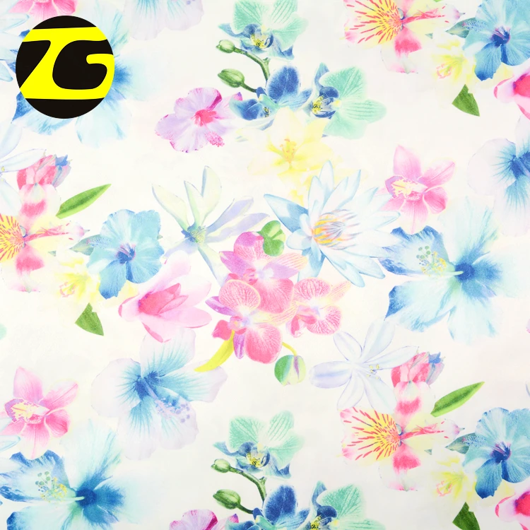 China textile soft touch different designs white floral sublimation printing digital printing