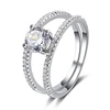 High Quality Cubic Zirconia Diamond Rings in White Gold Rhodium Plated S925 Silver Sterling 925 Ring