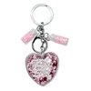 GU025 Personalized silver key ring red star quicksand acrylic heart powder moving liquid glitter keychain for handbag charm pend
