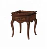 Luxury accent hand carved small wood nightstand lamp table