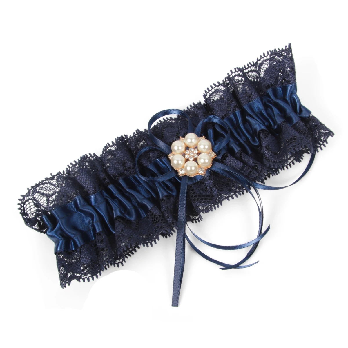 

Navy Blue Bridal garter For Wedding Bridal Leg Garter Belt Handmade