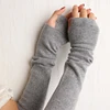 cable lurex women black long fingerless 100% fine pure cashmere gloves for ladies
