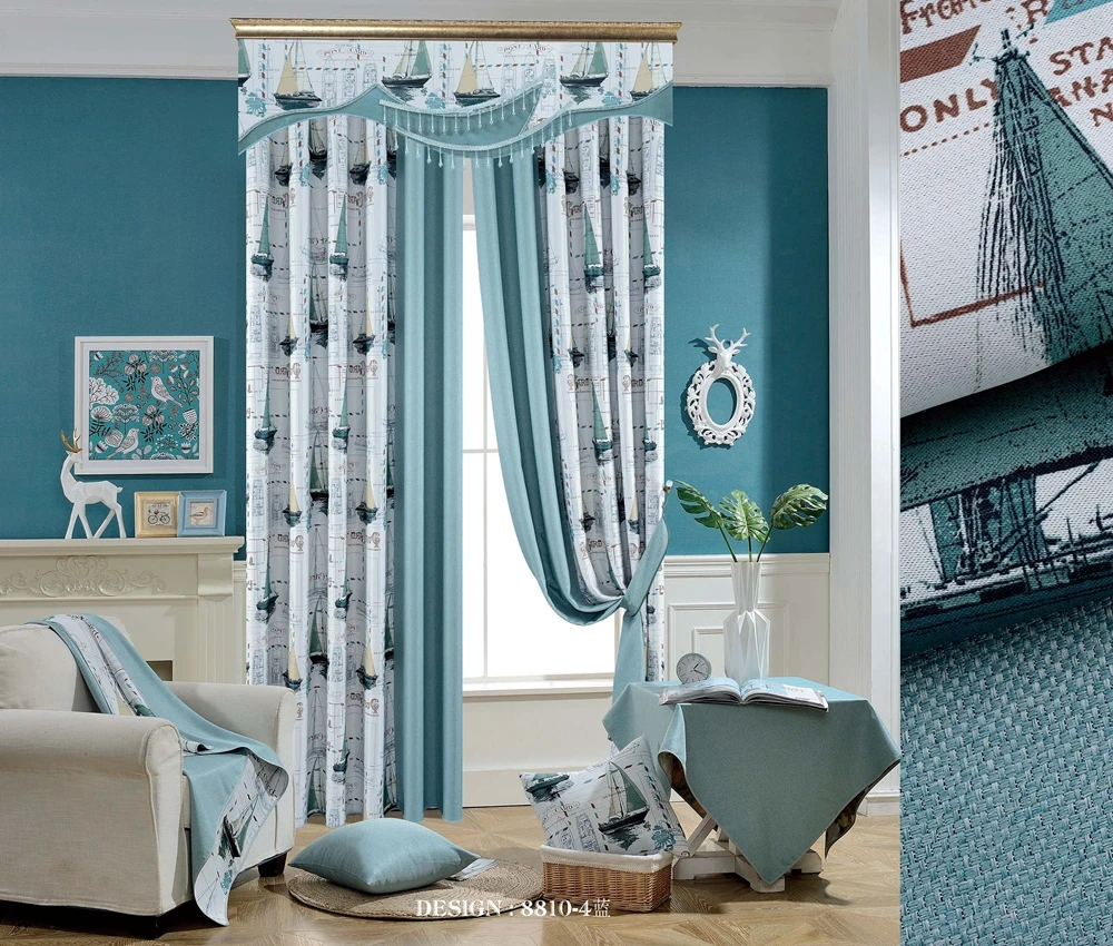 Factory supply blackout sunshade polyester cotton print style children room curtains fabric