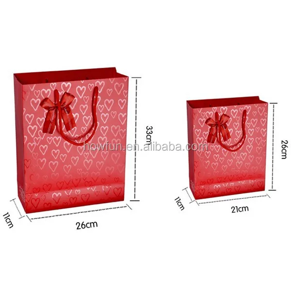 chinese red heart wedding gift paper bag