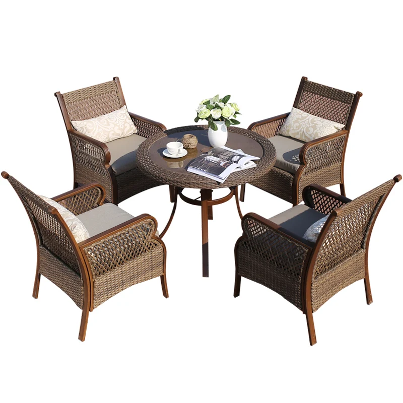 Outdoor furniture bar table and 4 chairs rattan dining table and chairs