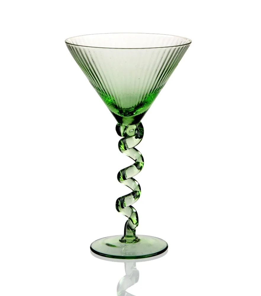 2022 hot new products unique twisted stem green crystal cocktail glass