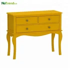 Modern wood wall 3 Drawers Console Table with curved legs design