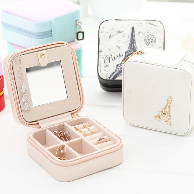 High Quality Travel Custom Leather Small Jewelry Box Zipper With Logo Mirror Box Wholesale Mini Jewelry Box for Ring Necklace, Red;pink;black;white;silver
High Quality Travel Custom Leather Small Jewelry Box Zipper With Logo Mirror Box Wholesale Mini Jewelry Box for Ring Necklace, Red;pink;black;white;silver