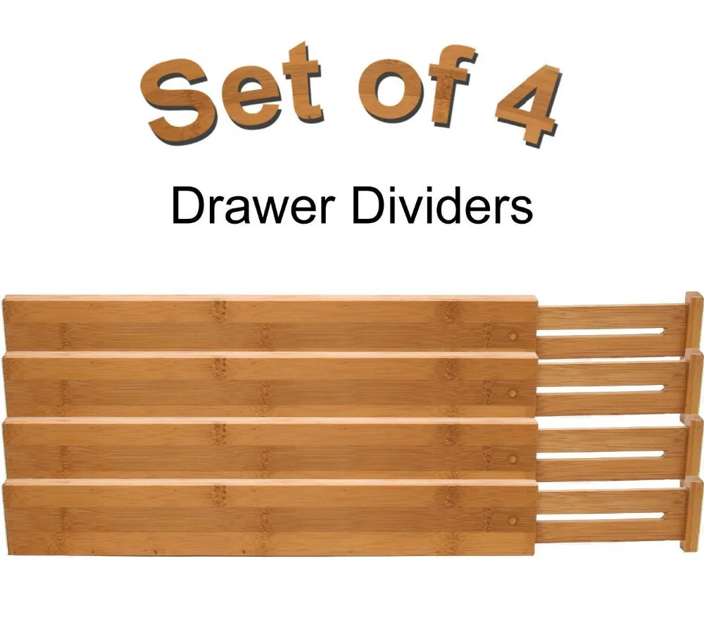 Bamboo Kitchen Drawer Divider Organizers Spring Adjustable