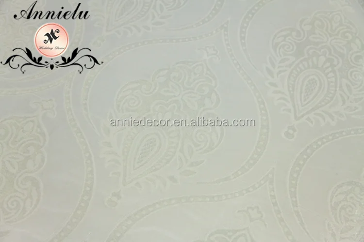 AL18-TC007 Wholesale white velvet wedding table cloth jacquard pattern
