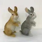 Nature Style Polyresin Standing Rabbit Indoor and Outdoor Sculpture Decor