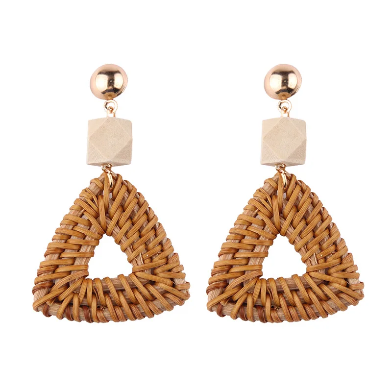 Trendy orange rattan knit wood earrings for women, N/a
Trendy orange rattan knit wood earrings for women, N/a