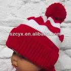 wholesale cheap acrylic red and white striped beanie hat