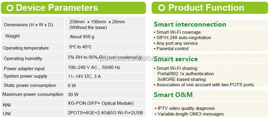 huawei echolife hn8245q xg-pon routing-type ont with 2pots 4ge