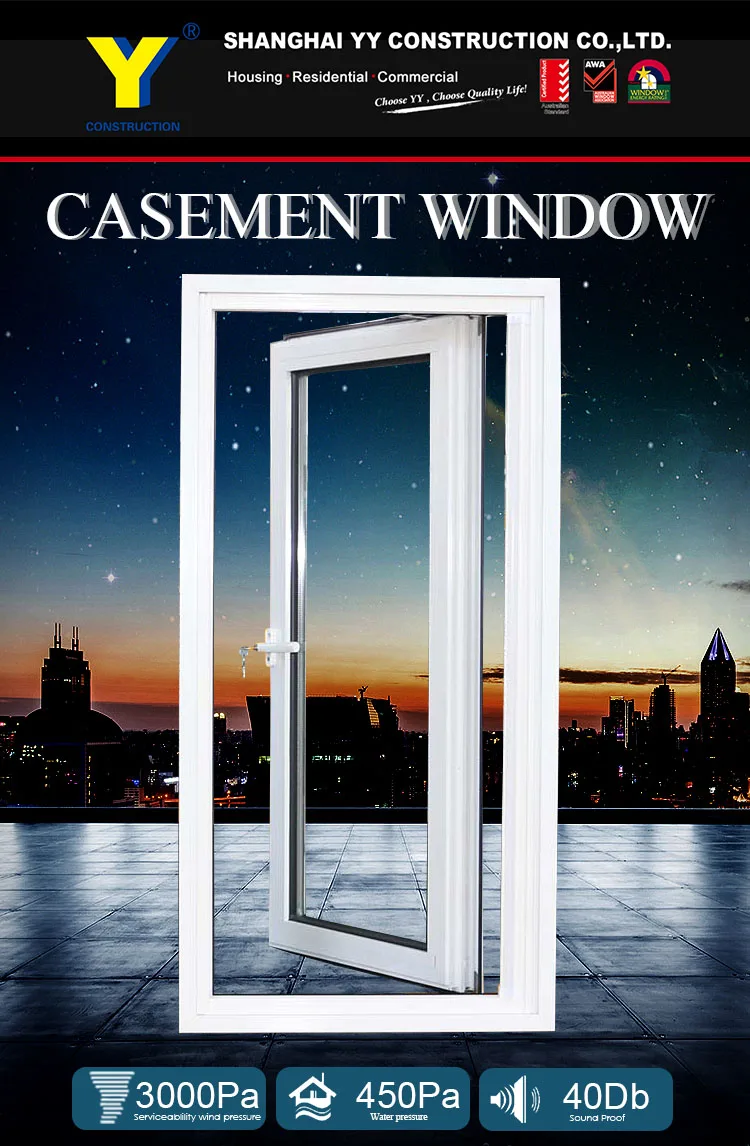 Aluminium thermal break hurricane impact window hinge casement windows with Germany hardware