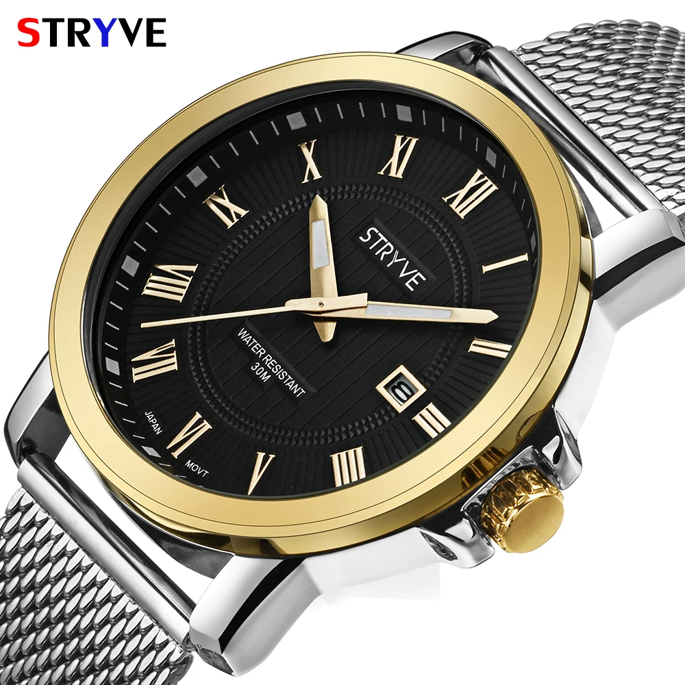 Stryve Brand Luxury Mens Wristwatch Full Stainless Steel Male Business Calendar Clock Fashion Minimalist Waterproof Quartz Watch
Stryve Brand Luxury Mens Wristwatch Full Stainless Steel Male Business Calendar Clock Fashion Minimalist Waterproof Quartz Watch