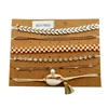 Multilayer braided bangle plastic beads shell pearl diamond bracelet set