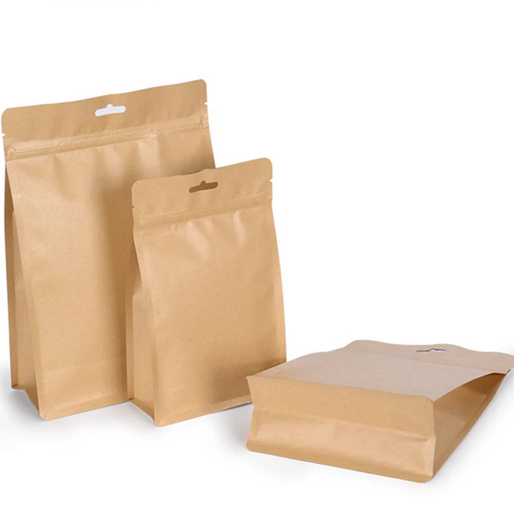 Bolsas De Embalaje De Alimentos De Papel Kraft Con Cremallera