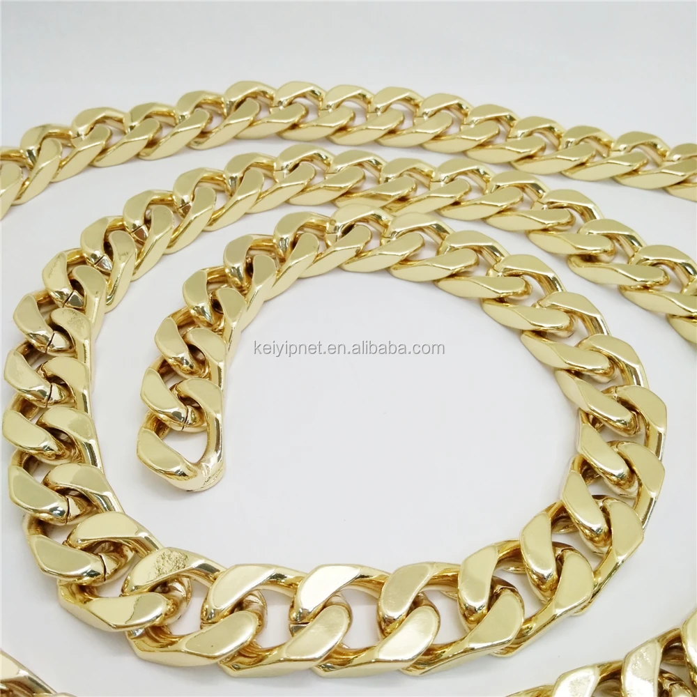Gold Plated Metal Curb Link Bag Chain For Purse Chain