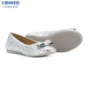 Choozii Slip On Bow Silver Glitter Kids Ballerina Girl Party Shoes Flats