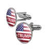 Custom US President Trump American Flag Round Pins and Cufflink Set Silver Color Men's Accessories Patriotic Gifts
