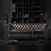 European living room furniture sofa set of Chesterfield Leather Sofa