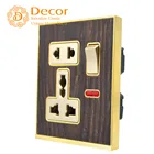 wenzhou original 5 pin mf multi-function switched wall socket with neon