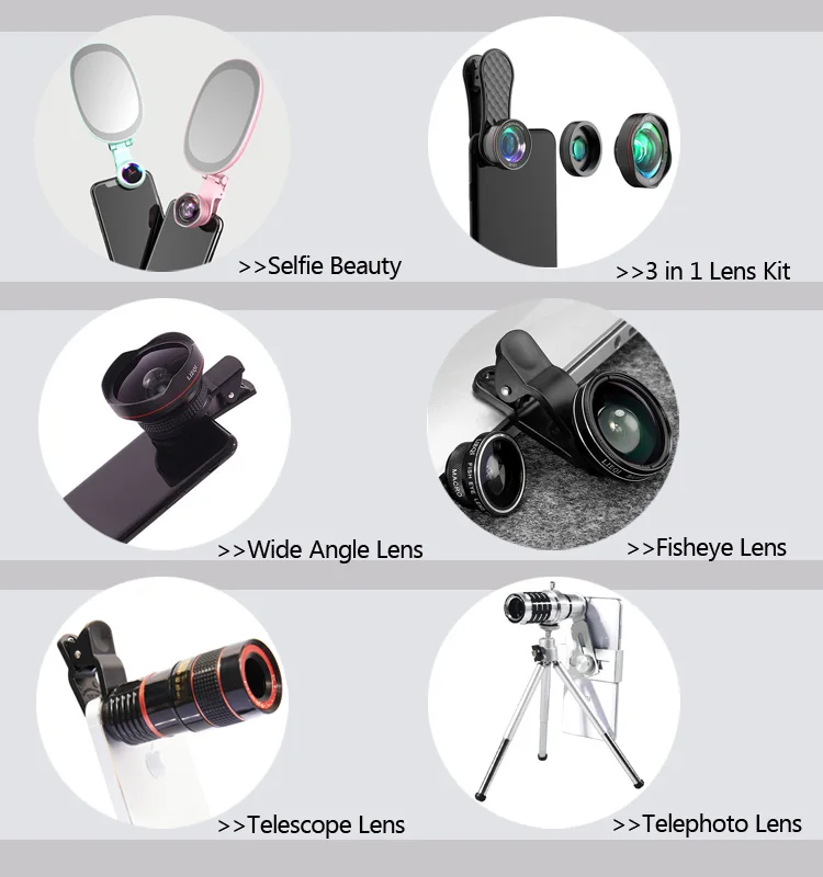 4 in 1 Wide Angle Telescope Smartphone Camera Lenses Clip On Fisheye Lens for iPhone
